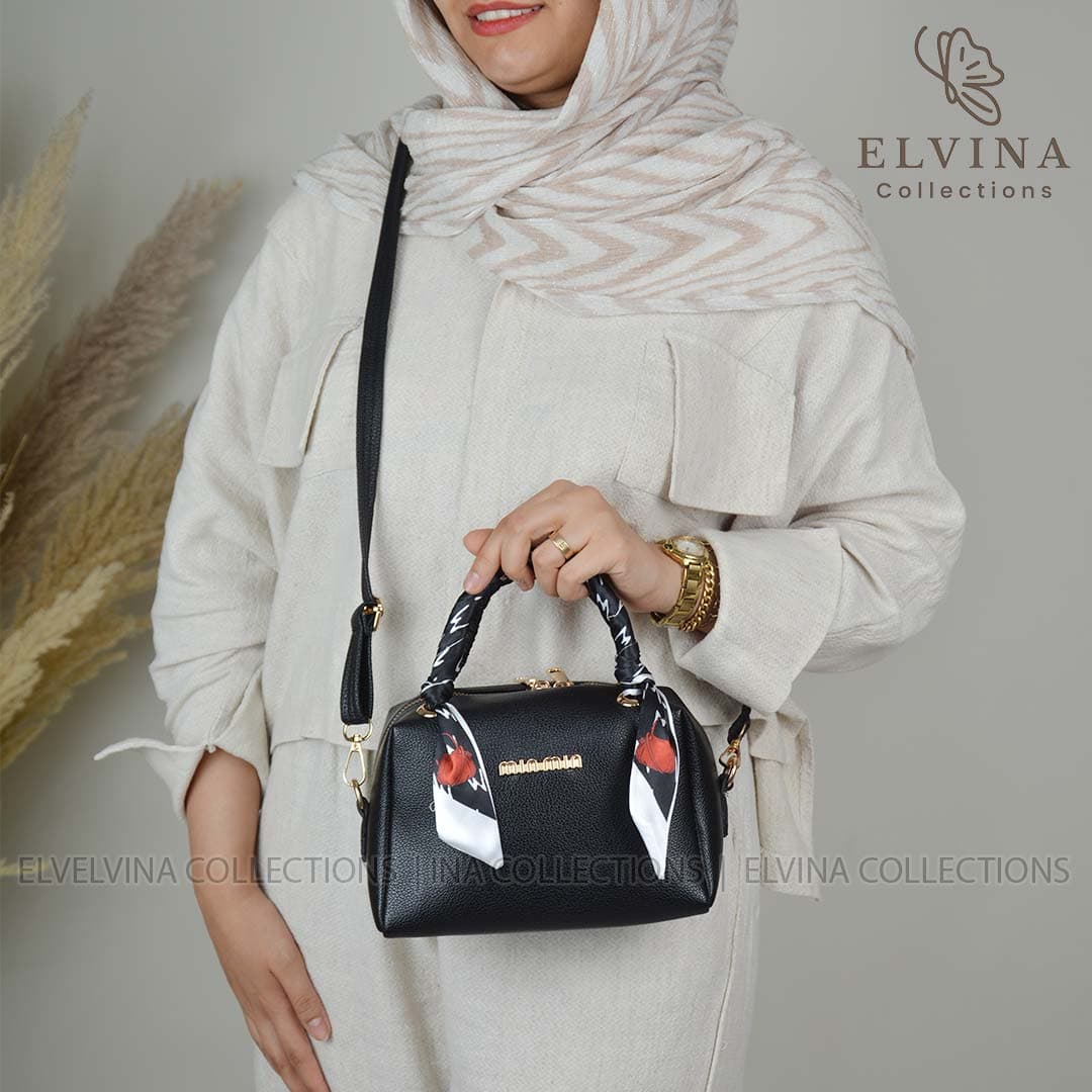 کیف دستی و دوشی اسکارف دار سودا min min — تصویر ۲