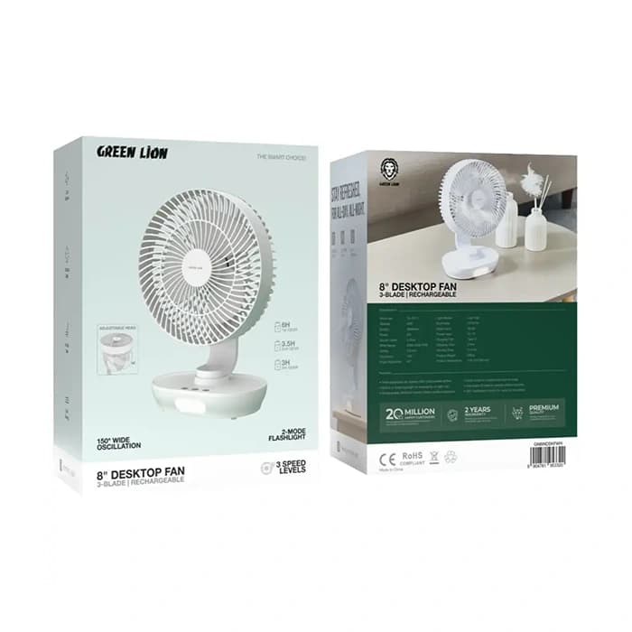 پنکه رومیزی شارژی گرین لاین Green Lion 8 DeskTop Fan GN8INDSKFWH — تصویر ۳