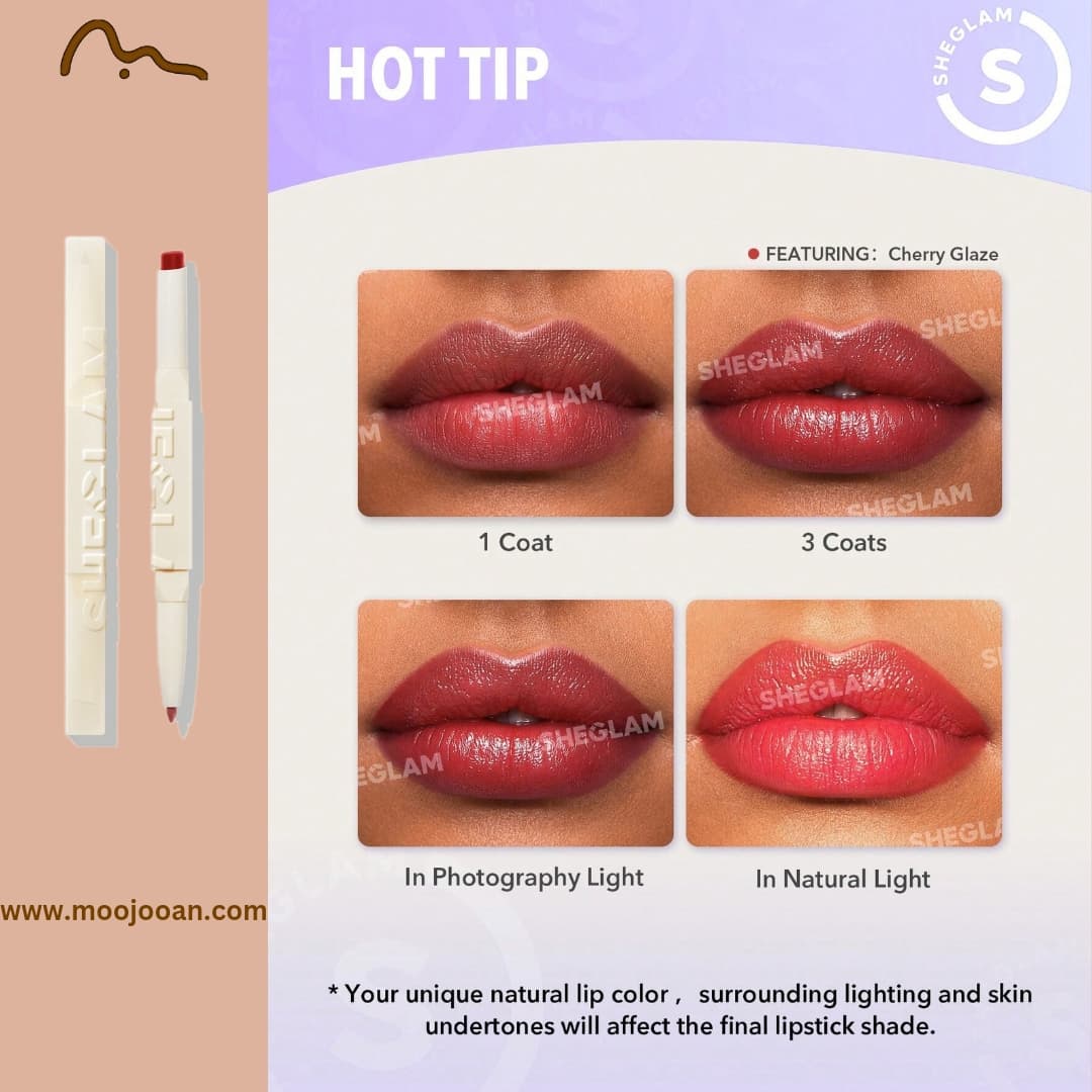 رژ لب و خط لب دوسر شیگلم براق SHEGLAM — تصویر ۵