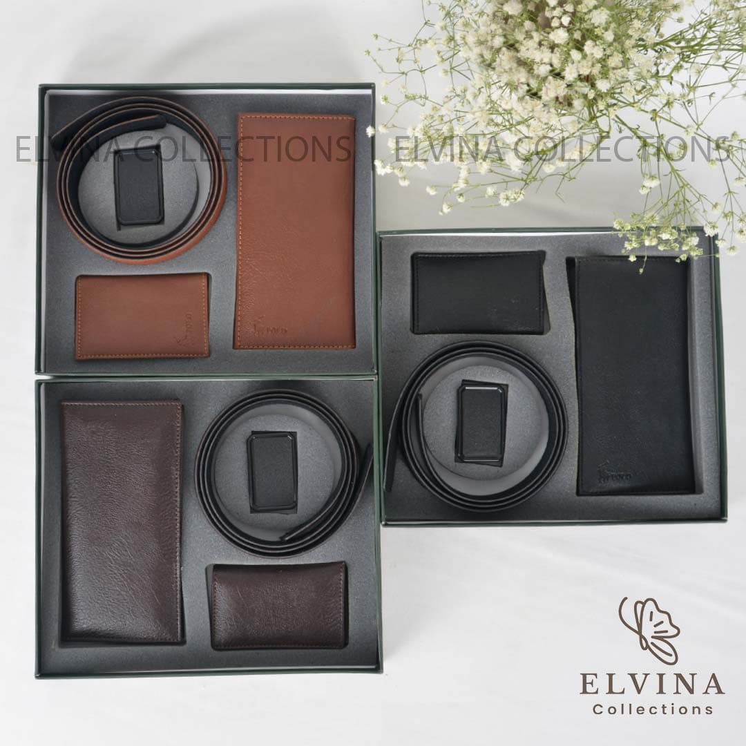 ست هدیه مردانه کیف پول کتی، جاکارتی و کمربند چرم مصنوعی polo کد1538 — تصویر ۲