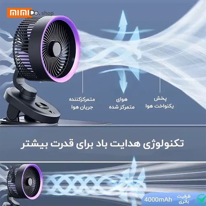 پنکه رومیزی شارژی بیوا Biva FA-03 Clamped and Hung Circulation Fan — تصویر ۸