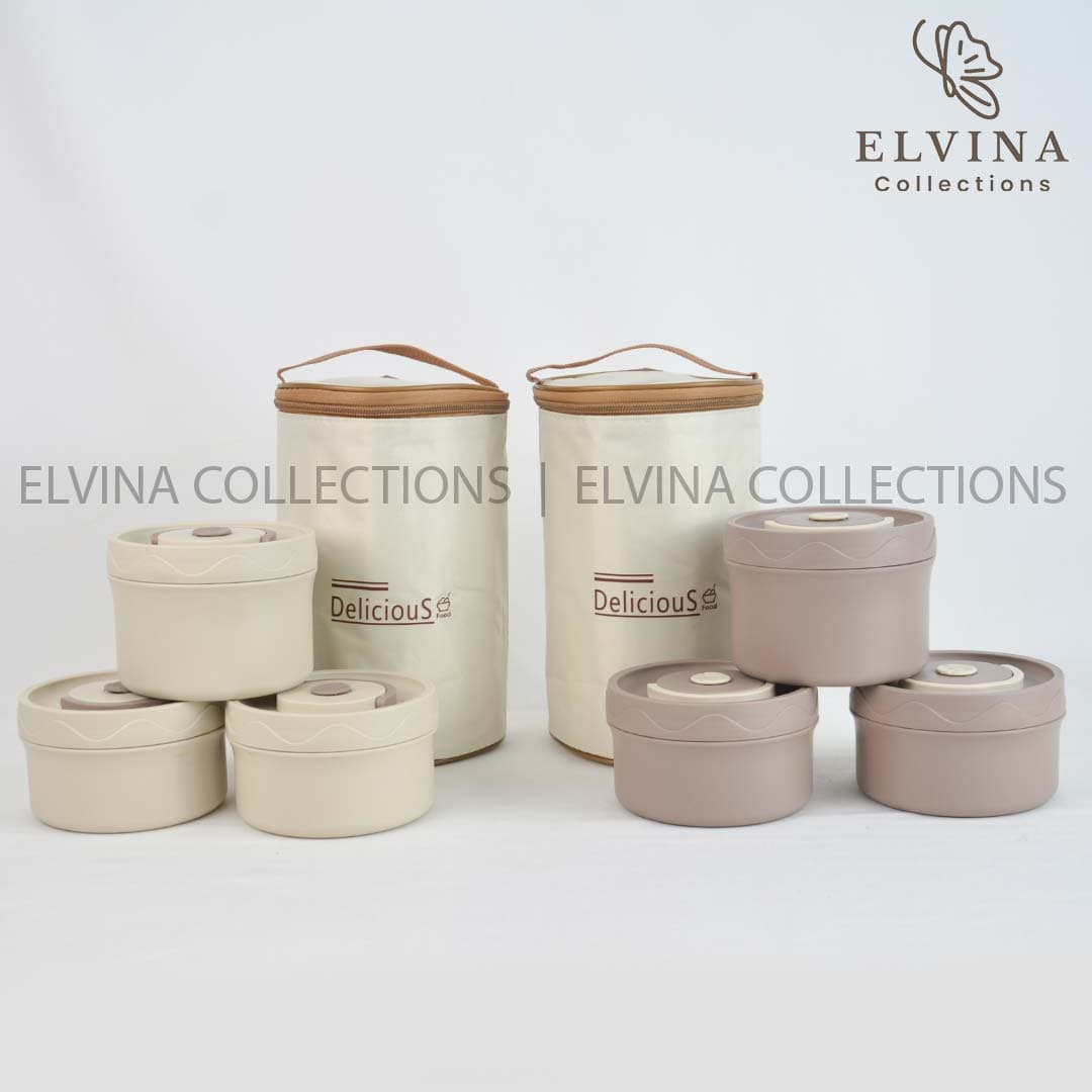 ست سه تیکه ظرف غذا استیل به همراه کیف عایق دار کد1592( لانچ باکس 3طبقه کیف دار) — تصویر ۶