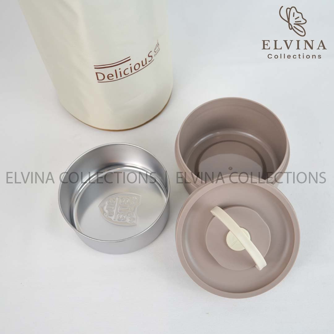 ست سه تیکه ظرف غذا استیل به همراه کیف عایق دار کد1592( لانچ باکس 3طبقه کیف دار) — تصویر ۸