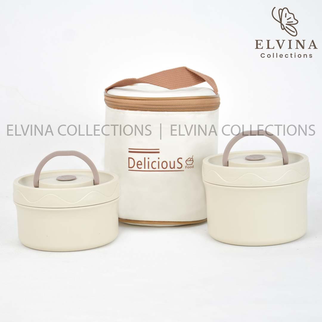ست دو تیکه ظرف غذا استیل به همراه کیف عایق دار کد 1591( لانچ باکس دوطبقه کیف دار) — تصویر ۸
