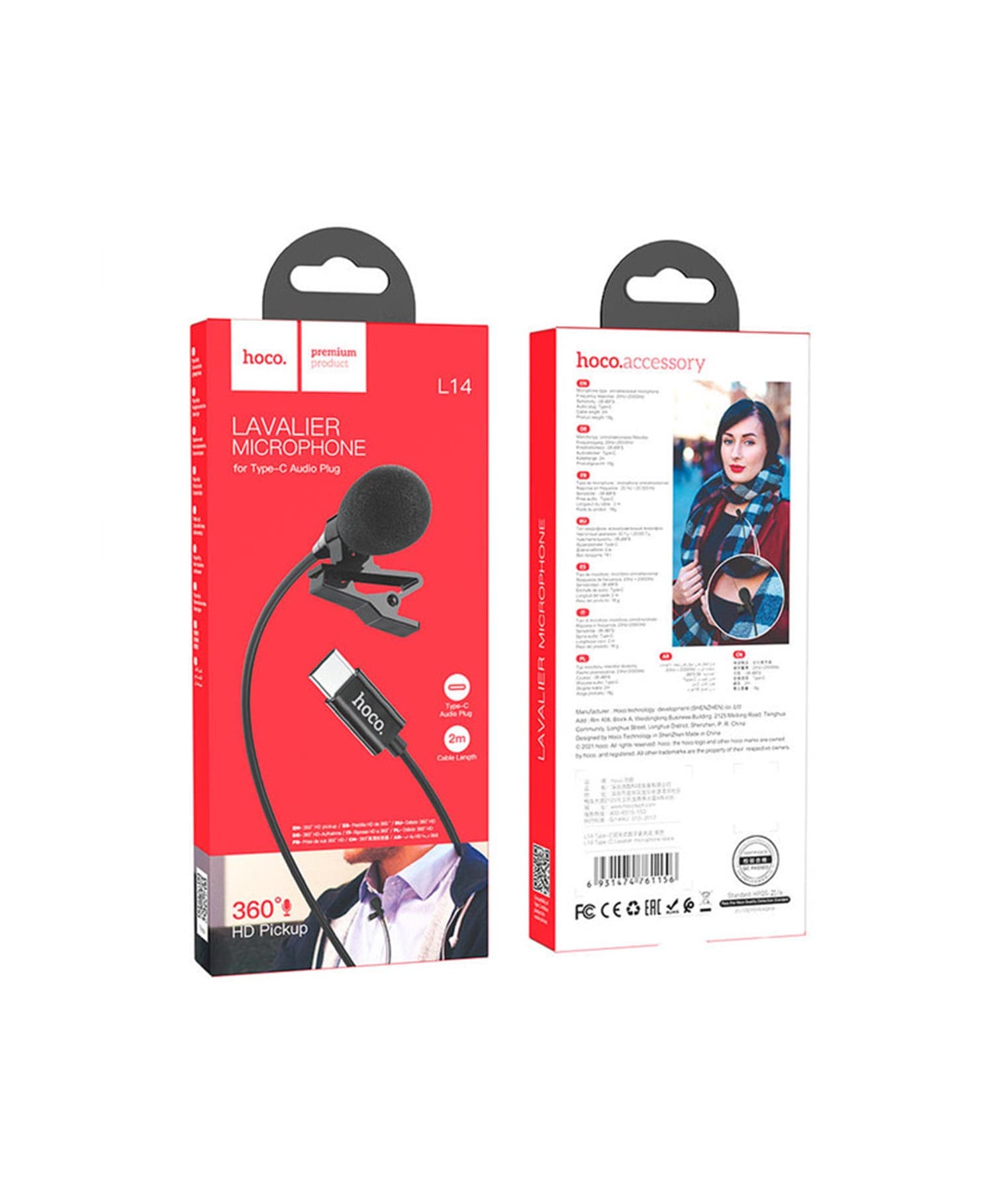 میکروفون یقه ای با سیم تایپ سی هوکو Hoco L14 — تصویر ۶