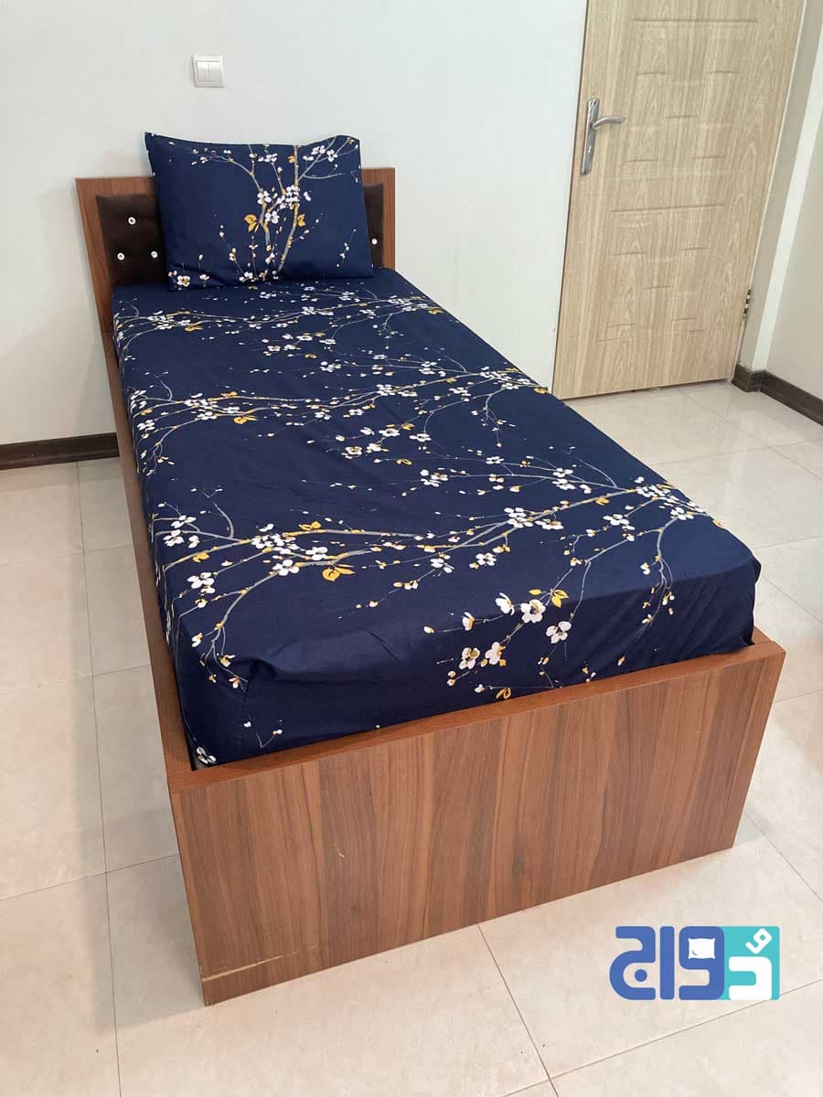 روتختی کشدار تشک تک نفره طرح ترک طرح زنبق کد 140008011 (سرمه‌ای) — تصویر ۲