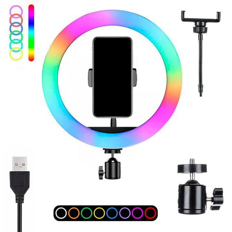 رینگ لایت مدل MJ30-RGB همراه با پایه — تصویر ۶