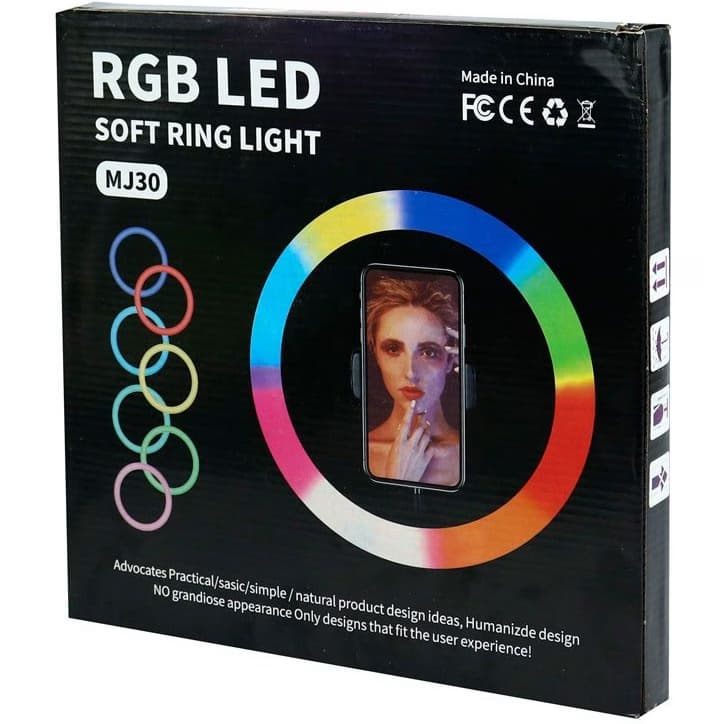 رینگ لایت مدل MJ30-RGB همراه با پایه — تصویر ۳