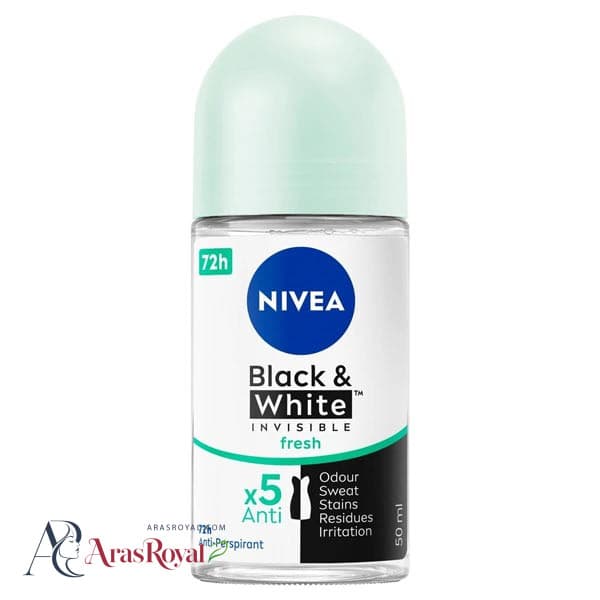 مام رولی ضد تعریق نیوا Nivea زنانه مدل Black and White Invisible Fresh بلک اند وایت حجم 50 میل