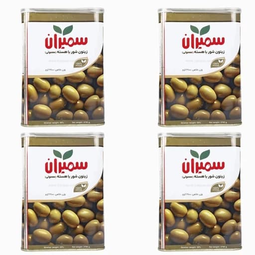 زیتون شور با هسته معمولی سمیران حلب 2700 گرمی بسته 4 عددی