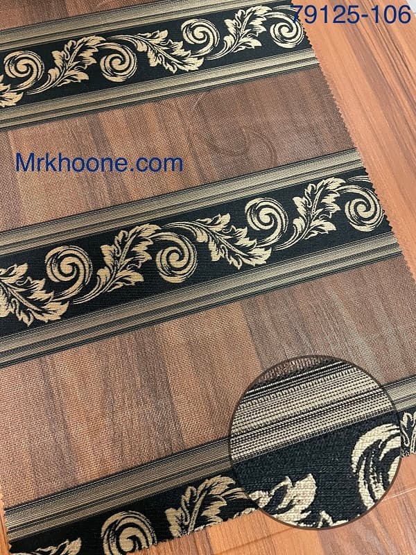پرده زبرا طلایی مشکی گلدار