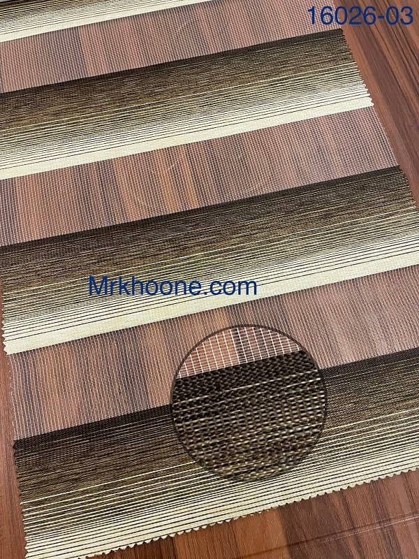 پرده زبرا کرم قهوه ای طرح چوب ترک