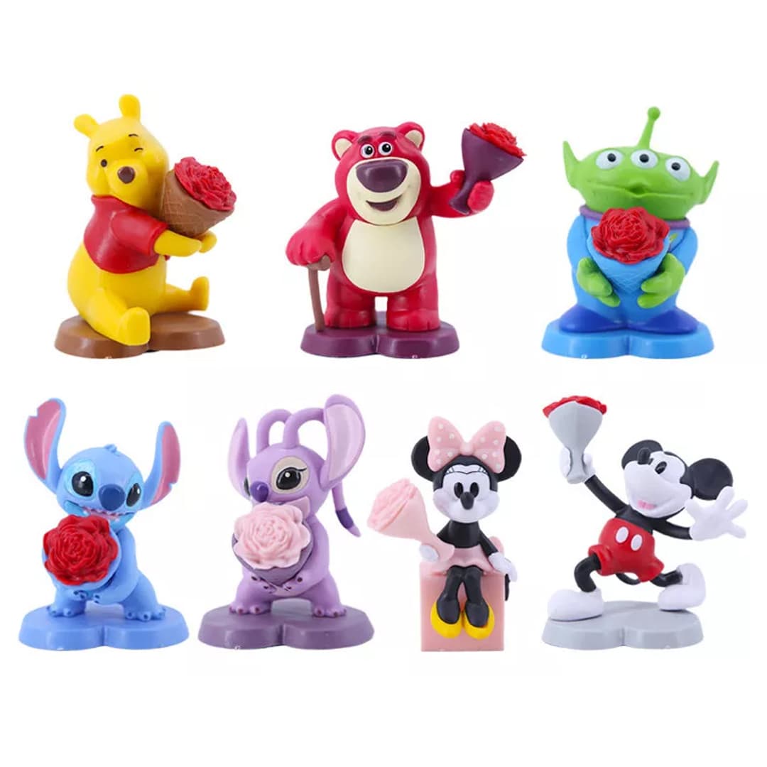 فیگور شخصیتهای دیزنی Disney Character طرح ولنتاین مبارک Happy Valentines مجموعه 7 عددی