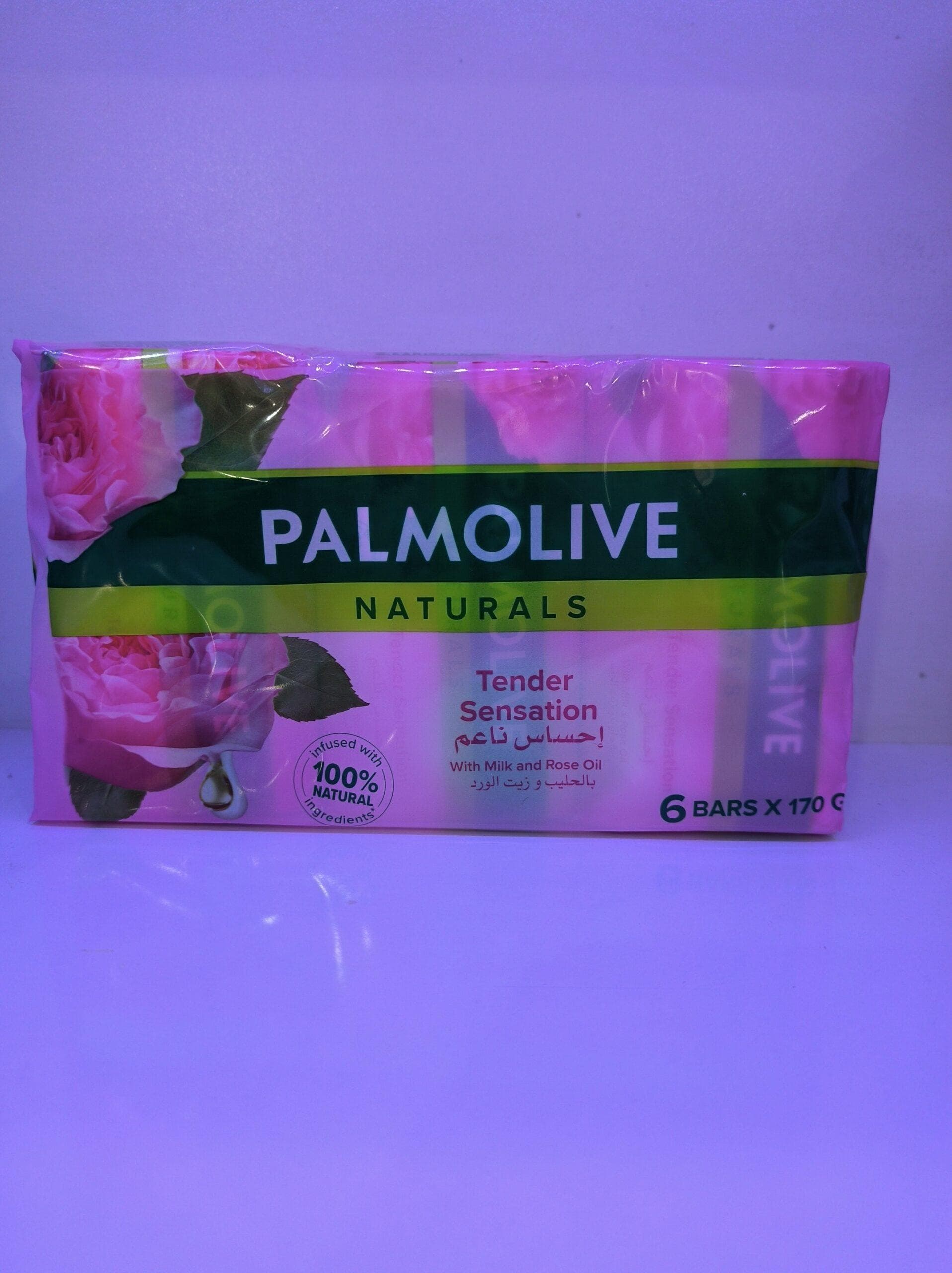 صابون مرطوب کننده پالمولیو Palmolive با عصاره گل رز و شیر وزن 170 گرمی بسته 6 عددی — تصویر ۴