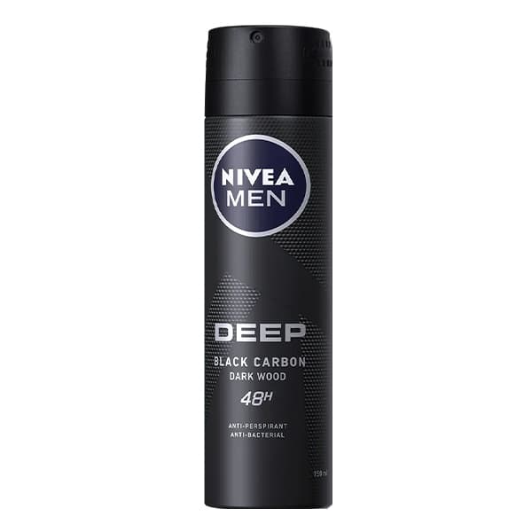 اسپری ضد تعریق مردانه دیپ بلک نیوا Nivea Deep Black Carbon Darck Wood Spray 150Ml