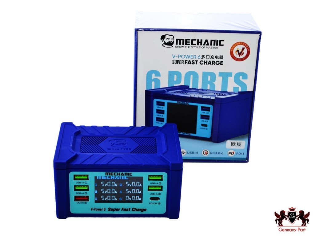 شارژر هاب و تستر 6 پورت فست شارژ هوشمند مکانیک – USB INTELLIGENT FAST LIGHTNING CHARGER I CHARGE V POWER 6 MECHANIC — تصویر ۸