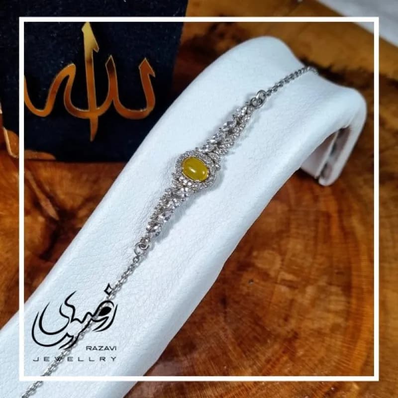 دستبند نقره زنانه شرف الشمس طرح مروارید — تصویر ۶