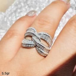 انگشتر نقره زنانه جواهری میکرو با عیار 925 و آبکاری طلاسفید — تصویر ۵