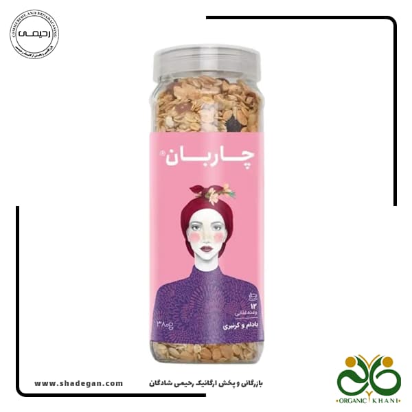 موسلی بادام و کرنبری شیشه ای چاربان 380 گرم — تصویر ۲