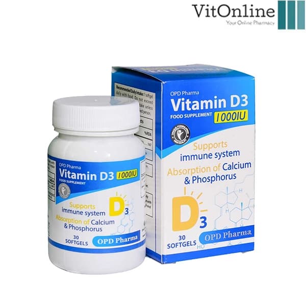 سافت ژل ویتامین D3 1000 واحد او پی دی فارما 30عددی