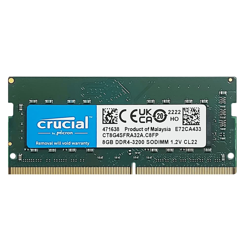رم لپ تاپ crucial کروشیال 8 گیگابایت DDR4 مدل CT8 با فرکانس 3200 مگاهرتز