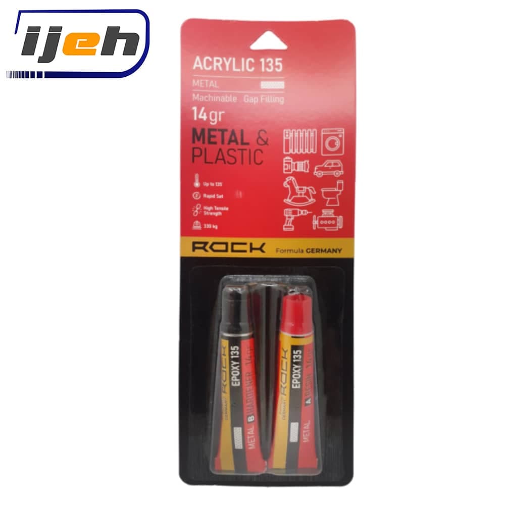 چسب دوقلوی اکریلیک مات راک مخصوص تعمیر فلزات و پلاستیک Acrylic Metal & Plastic Rock 14gr