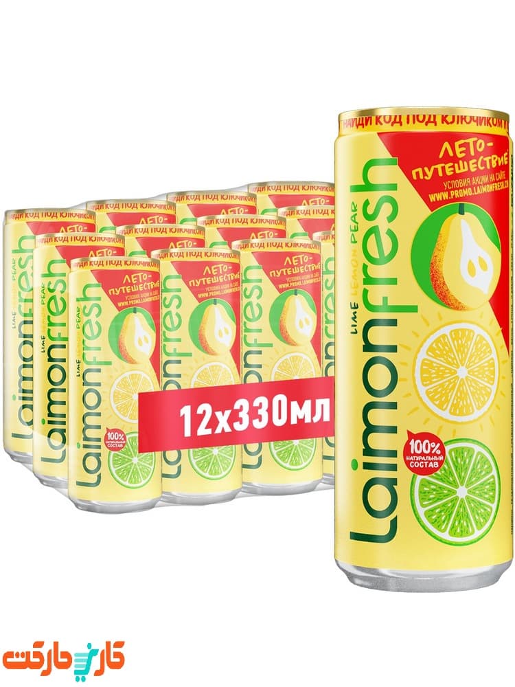 بسته 12 عددی نوشیدنی گلابی گازدار لایمون فرش laimon fresh — تصویر ۵