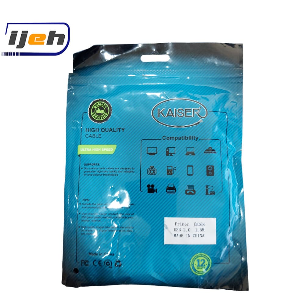 کابل پرینتر usb کایزر طول 1/5 متر -Kaiser USB Printer Cable 1/5m — تصویر ۳