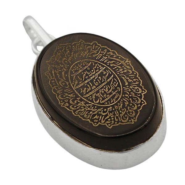 گردنبند عقیق مشکی نقره مردانه و زنانه دست ساز طرح دور ساده + حرز امام جواد (ع) + آیت الکرسی