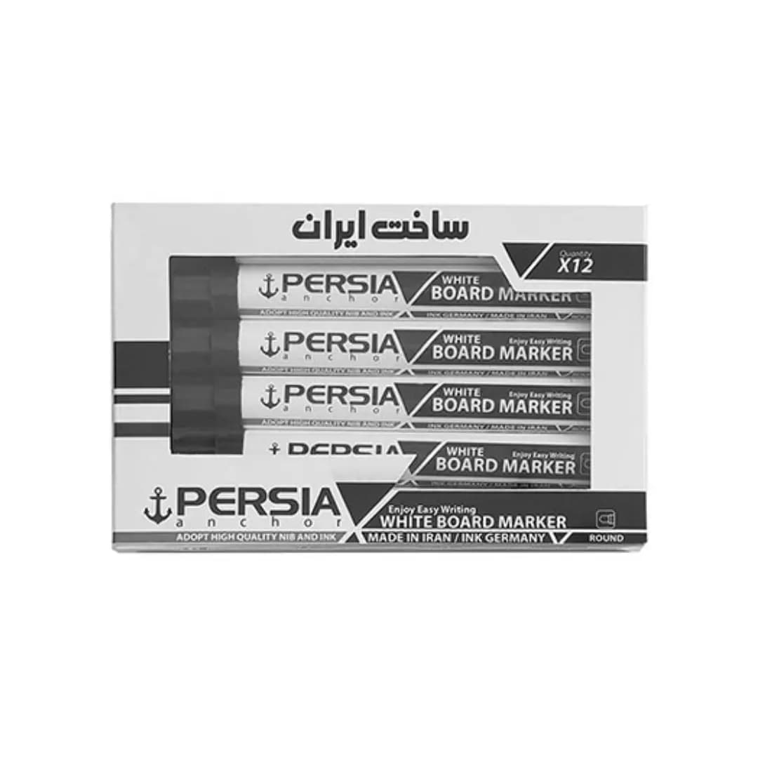 ماژیک وایت برد مشکی سر تخت پرشیا بسته 12 عددی ( 201 )