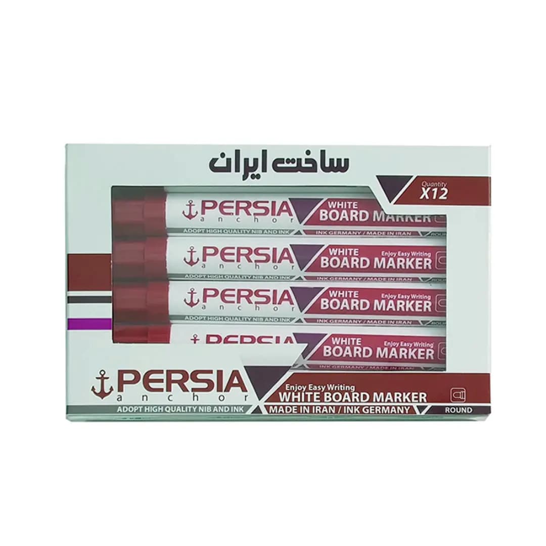 ماژیک وایت برد قرمز سر تخت پرشیا بسته 12 عددی ( 201 )