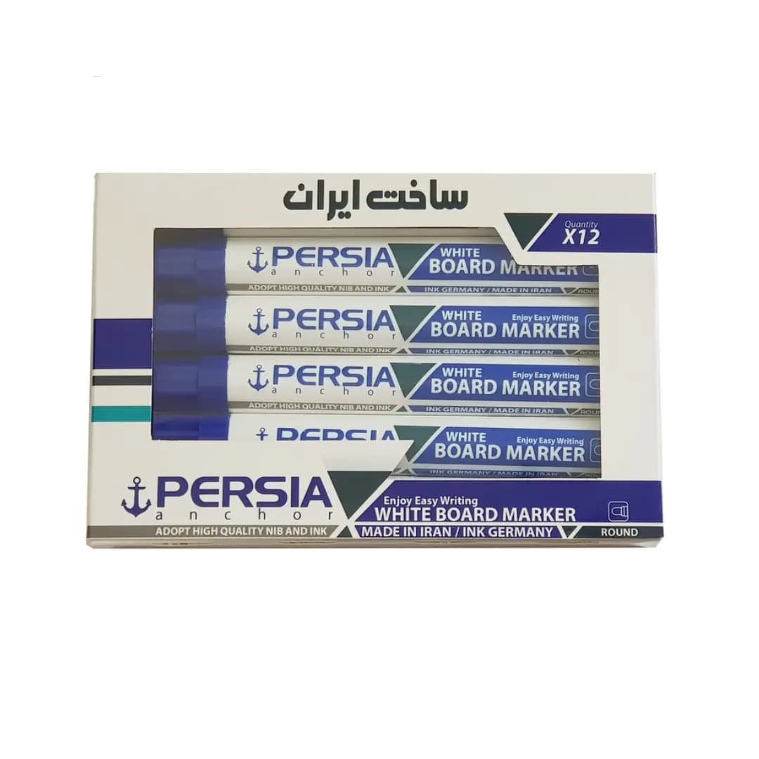 ماژیک وایت برد آبی سر تخت پرشیا بسته 12 عددی ( 201 ) — تصویر ۴