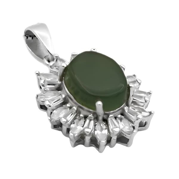گردنبند یشم نقره زنانه طرح شانلی