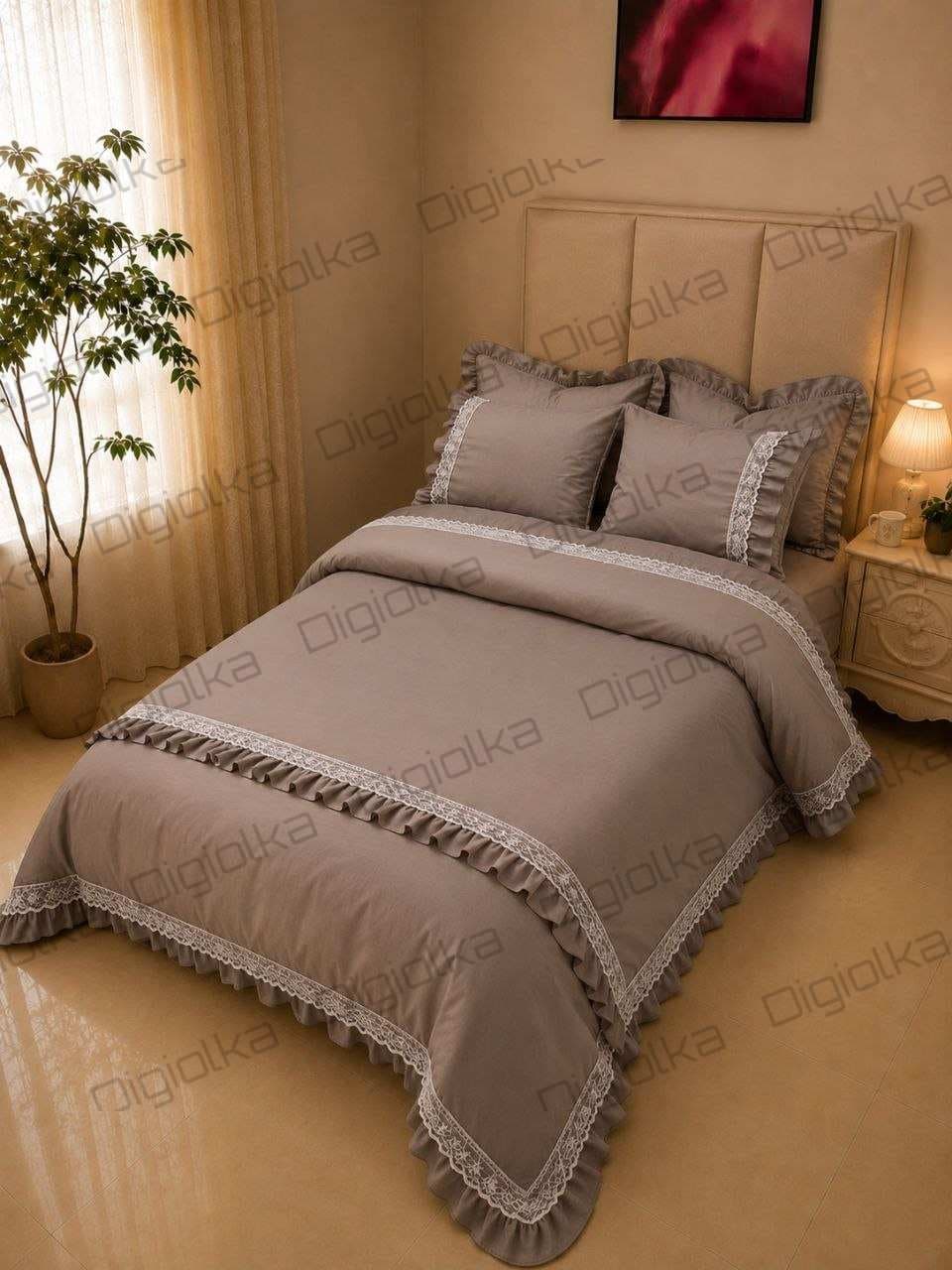 روتختی دونفره چین دار دانتل دوزی 7 تکه لوکس کد 2800