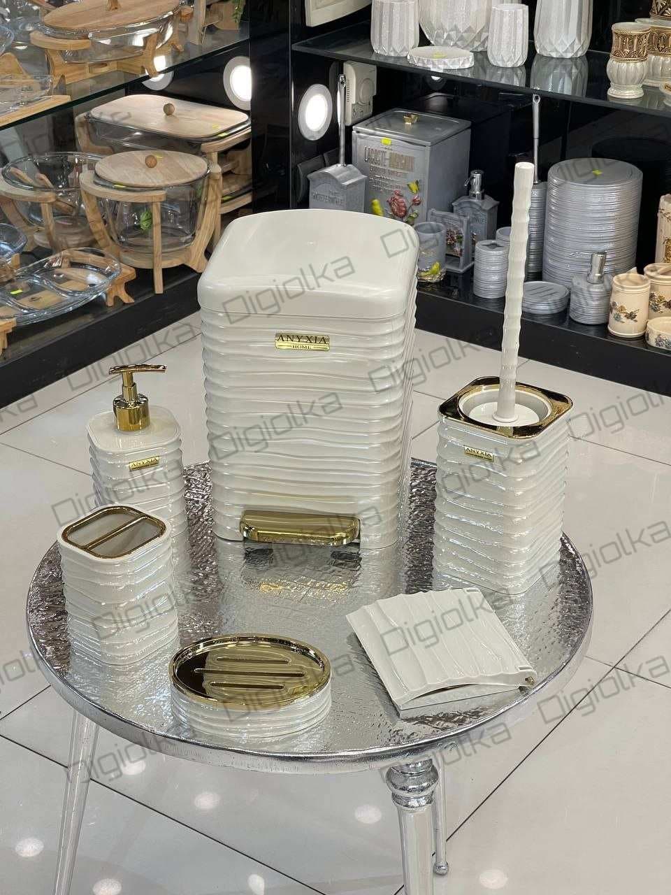 ست سرویس بهداشتی ۶ پارچه آنیکسیا مدل پدالی طرح موج