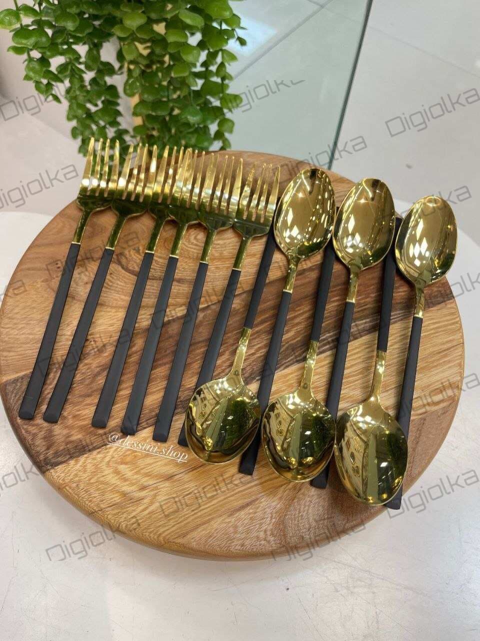 ست قاشق و چنگال 12 پارچه وارداتی شیک (سرویس 6 نفره) مدل مدرن