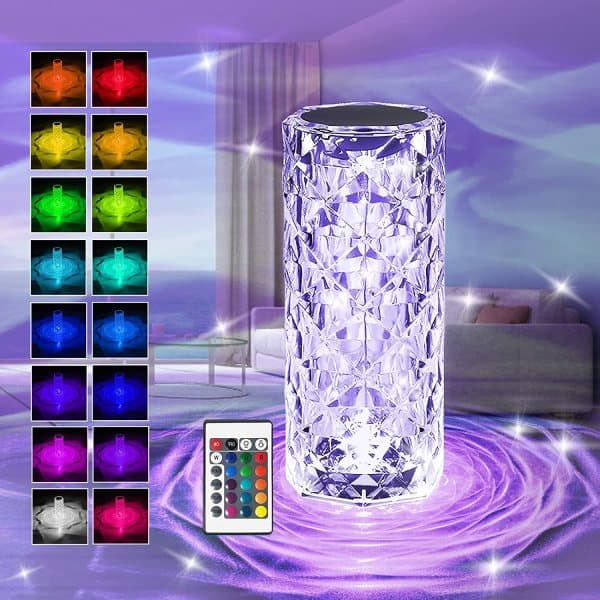 چراغ خواب رومیزی کریستال شارژی D5565 — تصویر ۲