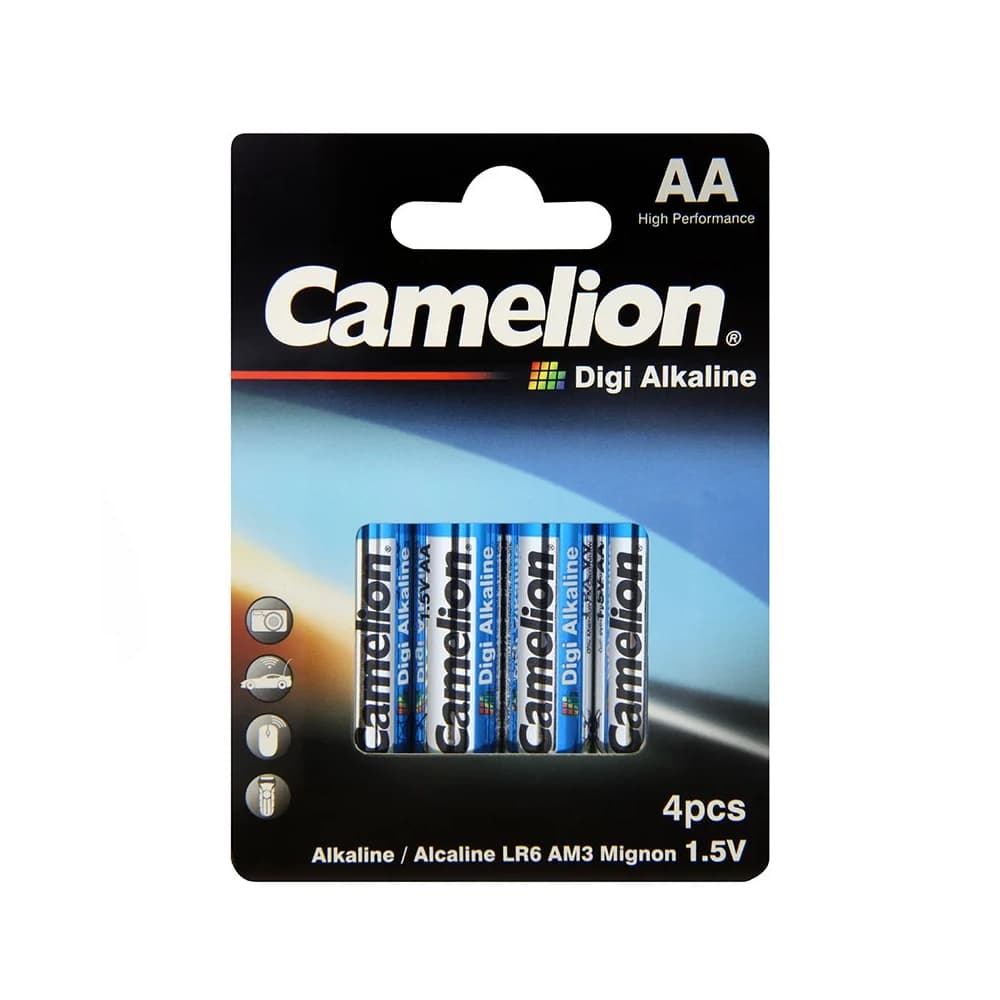 باتری قلمی کارتی آلکالاین کملیون مدل Camelion Digi Alkaline AA مجموعه 4 عددی