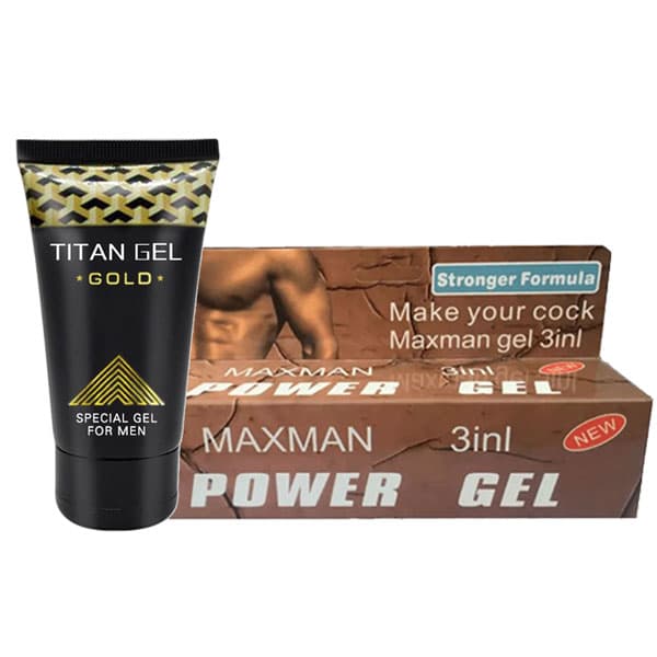 پک افزایش سایز مردانه قدرتمند تیتان طلایی + ژل مکس من اصل ۳ کاره | Titan Gold + Maxman 3-in-1 Male Enlargement Pack