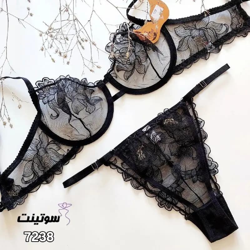 ست لباس زیر توری گلدار میسا 7238