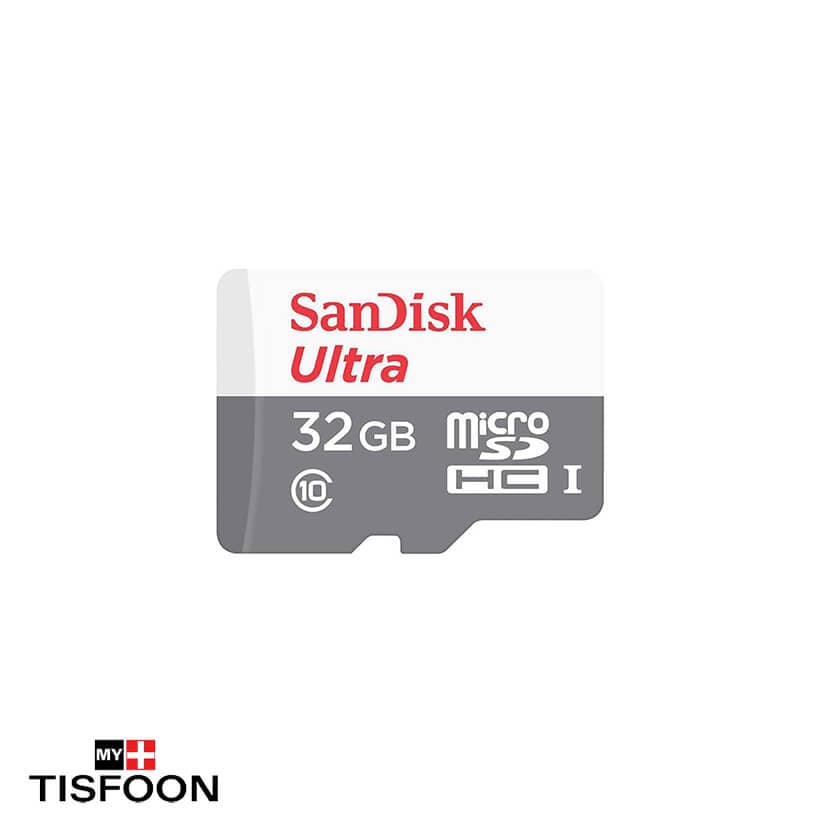 حافظه microSDHC سن دیسک Ultra کلاس ۱۰ استاندارد UHS-I U1 سرعت ۸۰MBps 533X ظرفیت ۳۲ گیگابایت به همراه آداپتور SD