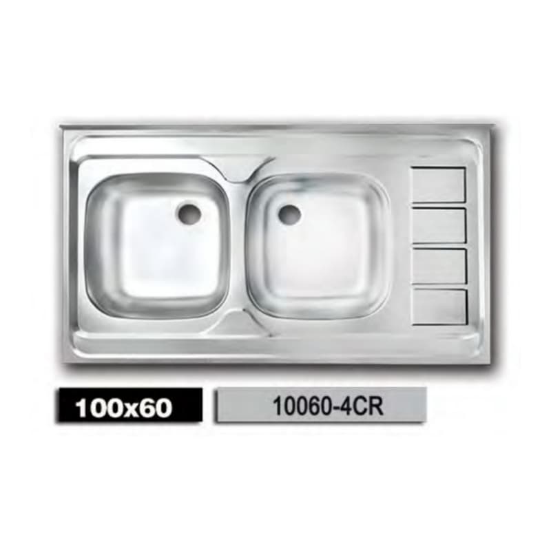 سینک معمولی براق اخوان دو لگن سایز 100 × 60 بسته چهار عددی