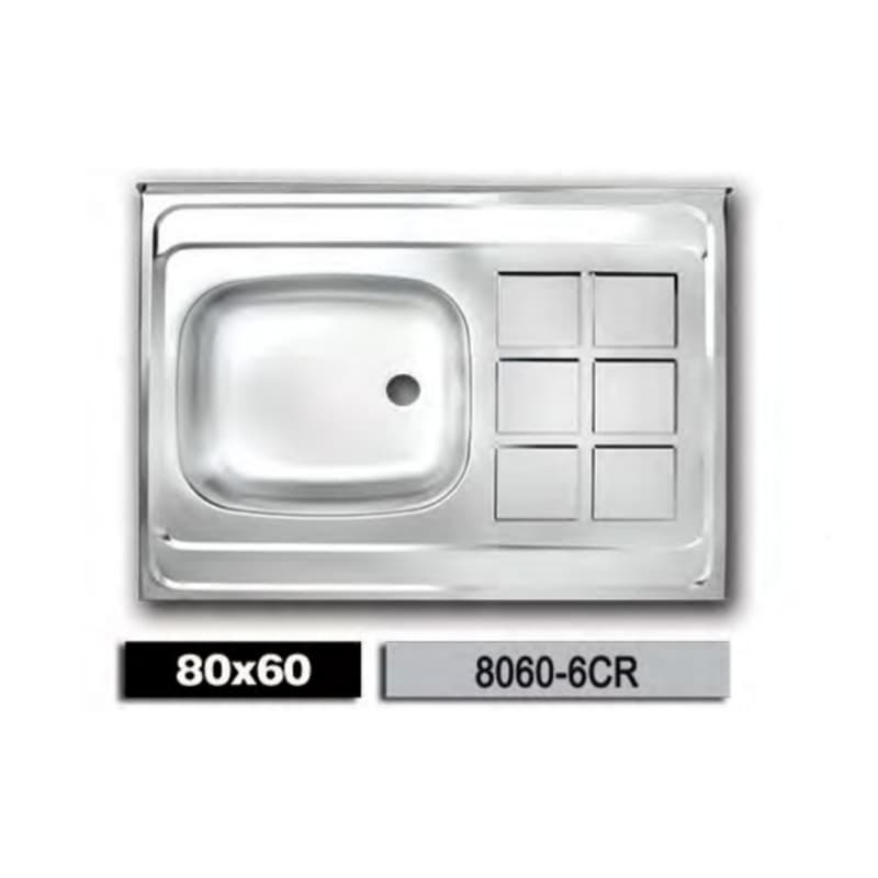 سینک معمولی براق اخوان تک لگن سایز 80 × 60 بسته چهار عددی