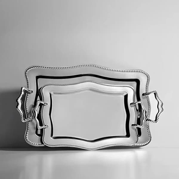 سینی استیل 2 عددی نهیر مدل Zincir نقره ای