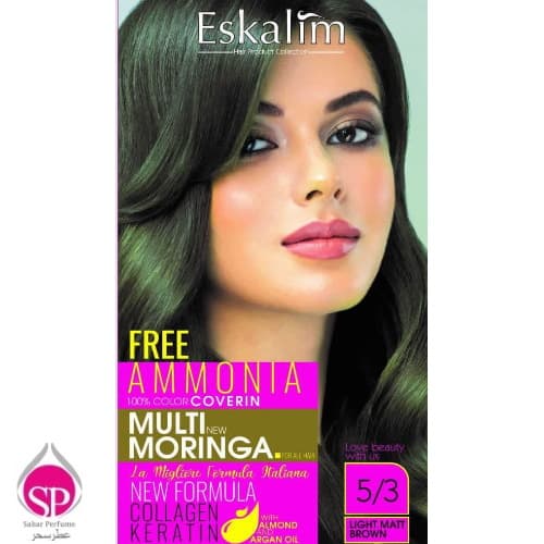 کیت رنگ مو اسکالیم سری شماره 5.3 حجم 100 میلی لیتر رنگ قهوه ای زیتونی روشن