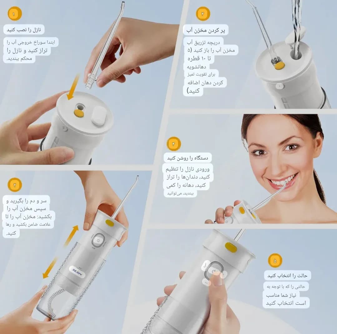 واترجت دندان Sejoy مدل CYQ-WJ5063 | ایریگاتور دهان و دندان شارژی — تصویر ۴