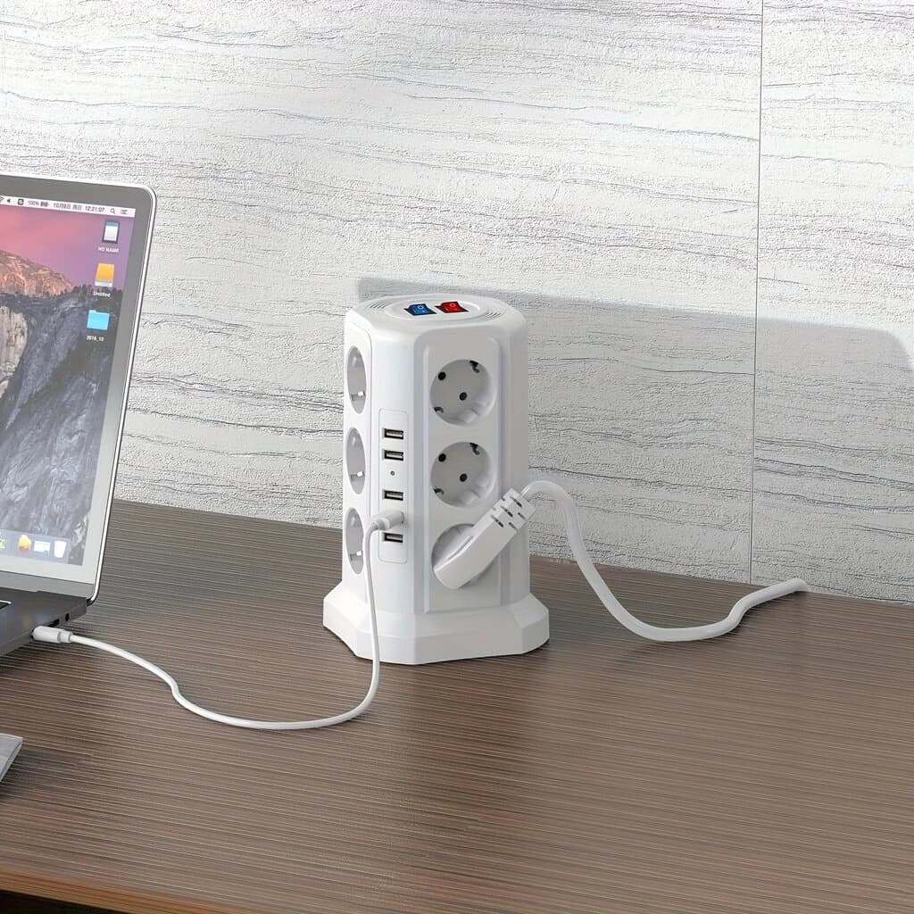 چندراهی برق هوشمند عمودی KUTUMAI مدل XT-G3211 با 12 پریز و 5 پورت USB – محافظ Surge — تصویر ۶