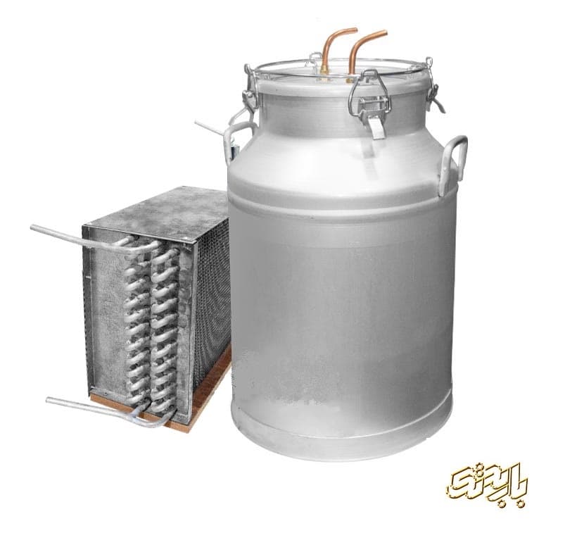 عرق گیر خانگی 100 لیتری دو خروجی با کندانسور 2 ردیف استیل