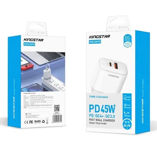شارژر کینگ استار KINGSTAR-KW220/سفید — تصویر ۳