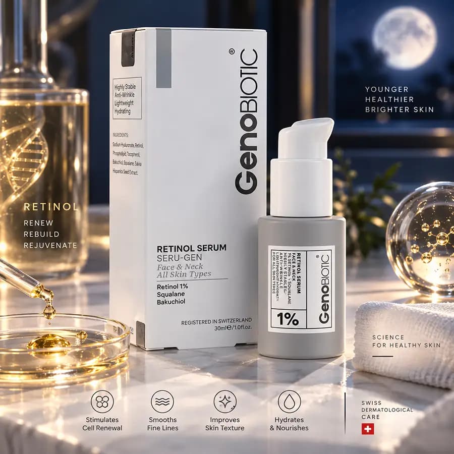 سرم رتینول صورت و گردن انواع پوست ژنوبایوتیک 30 میلی لیتر GenoBiotic — تصویر ۴